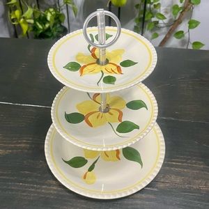 Blue Ridge Southern Pottery Three -Tier Serving Tray Dish Sun-gold Floral